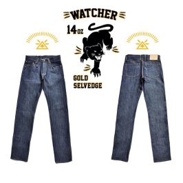 SAGE WATCHER 14OZ INDIGO PLAIN GOLD SELVEDGE DENIM