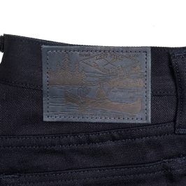 ТЕМНО-СИНИЕ ДЖИНСЫ LEFT FIELD NYC x BLACKBLUE GREASER JEANS С ИЗНАНКОЙ ЧЕРНОГО ЦВЕТА