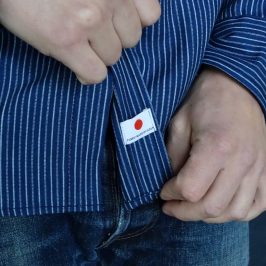 РУБАШКА TELLASON «CLAMPDOWN» JAPANESE INDIGO STRIPED SELVEDGE