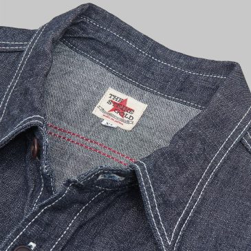 THE STRIKE GOLD 10OZ GREY SLUB SELVEDGE DENIM WORK SHIRT